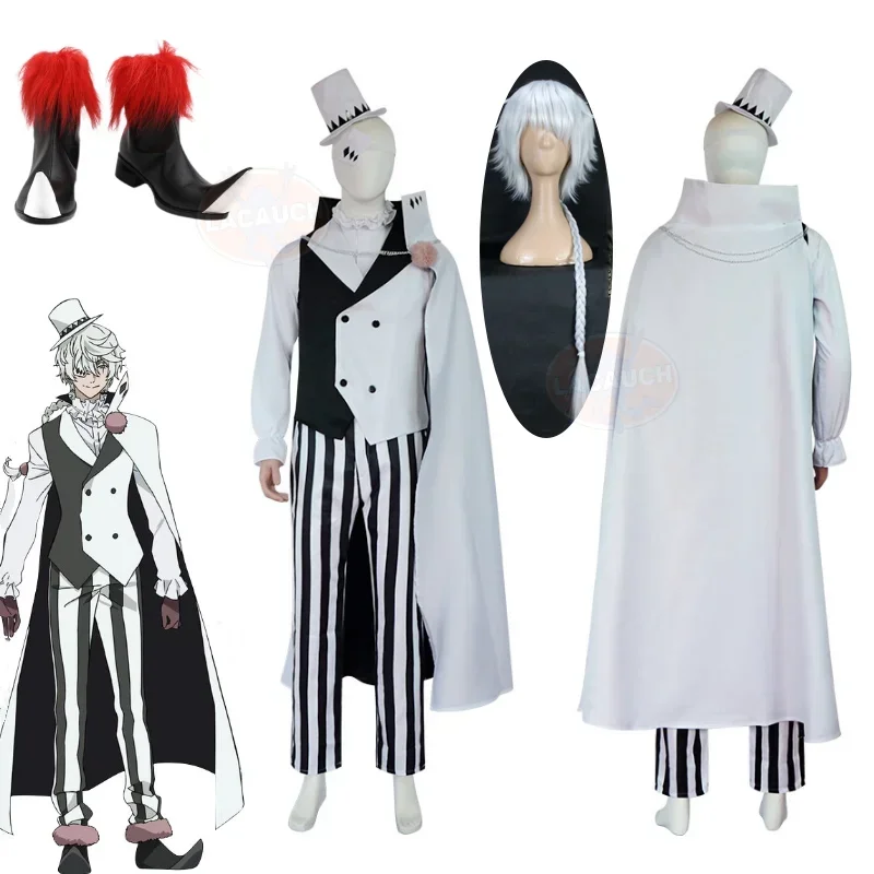 Hot Bungo Stray Dogs Season 4 Nikolai Gogol The Overcoat Hat Cloak Full Set Clown Cosplay Costume White Black Uniform Eyepatch L
Hot Bungo Stray Dogs Season 4 Nikolai Gogol The Overcoat Hat Cloak Full Set Clown Cosplay Costume White Black Uniform Eyepatch L