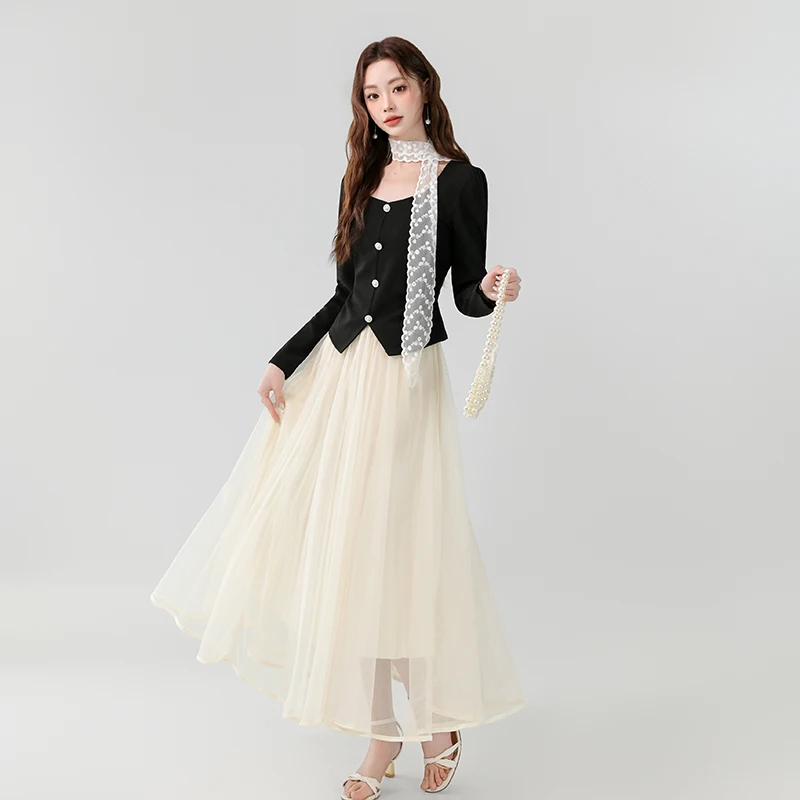 Coigarsam French Style Knitted Lace Mesh Top & Skirt Set, Chic Square Collar Spring Outfit
Coigarsam French Style Knitted Lace Mesh Top & Skirt Set, Chic Square Collar Spring Outfit