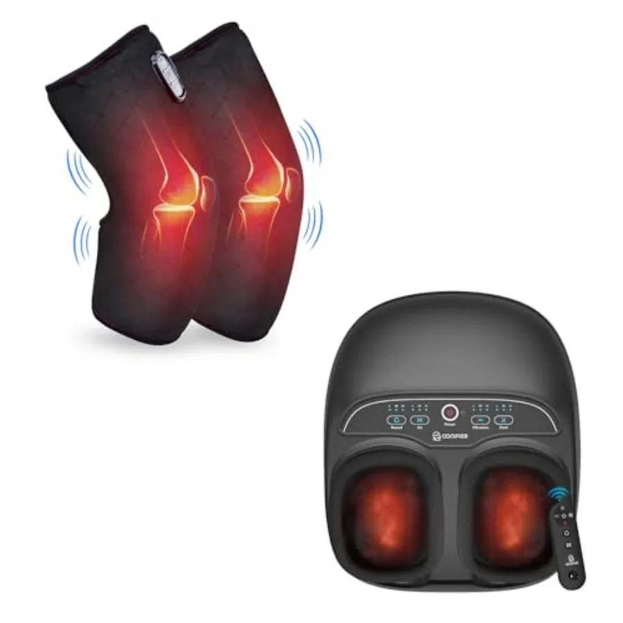 Foot Massager Machine with Heated Knee Brace for Home Use Black Silicone Material Adjustable Heating and Massage Settings
Foot Massager Machine with Heated Knee Brace for Home Use Black Silicone Material Adjustable Heating and Massage Settings