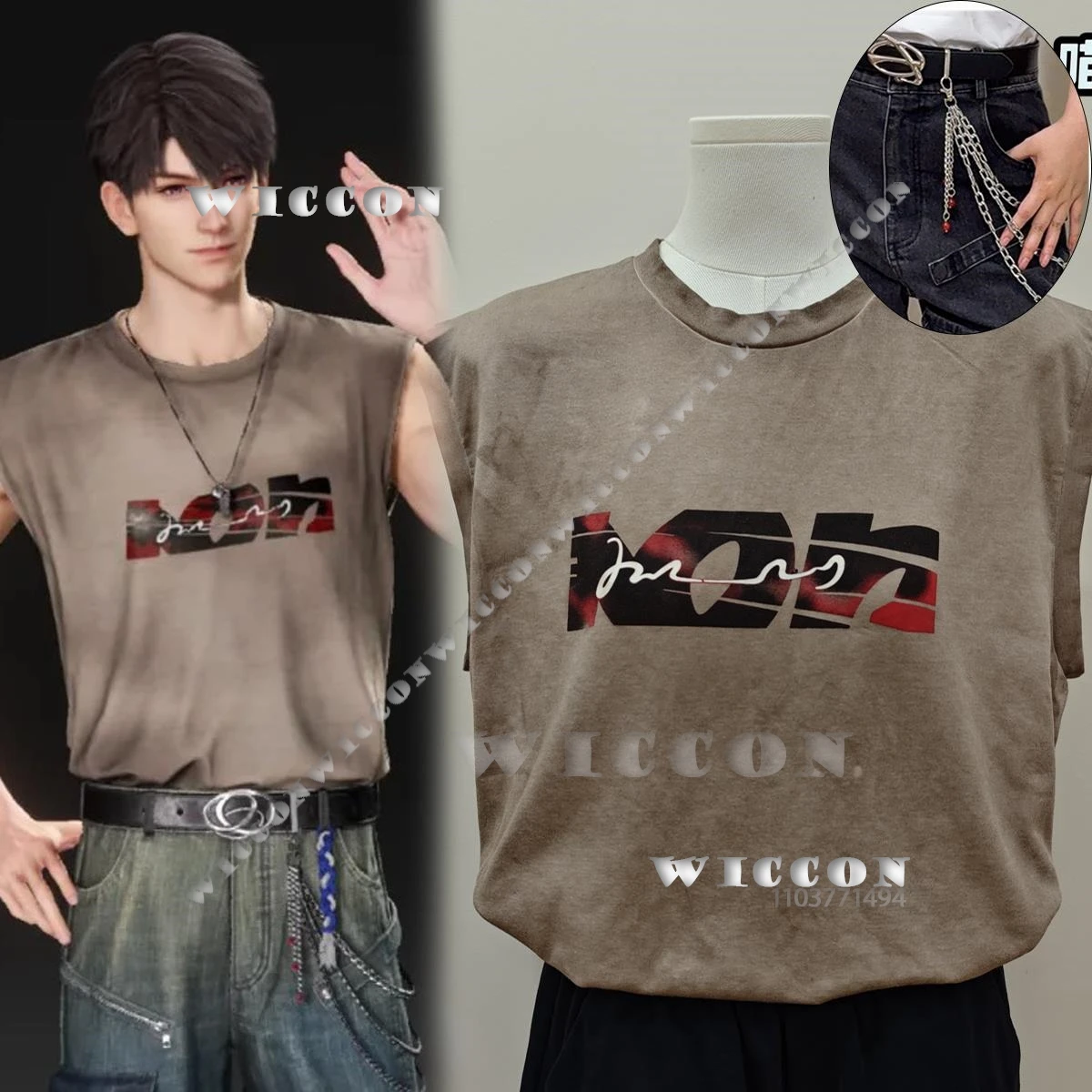 Caleb Love And Deepspace Game Cosplay Man Summer Daily Clothes Brown Sleeveless Garment Belt Chain Halloween Outfit Customized
Caleb Love And Deepspace Game Cosplay Man Summer Daily Clothes Brown Sleeveless Garment Belt Chain Halloween Outfit Customized