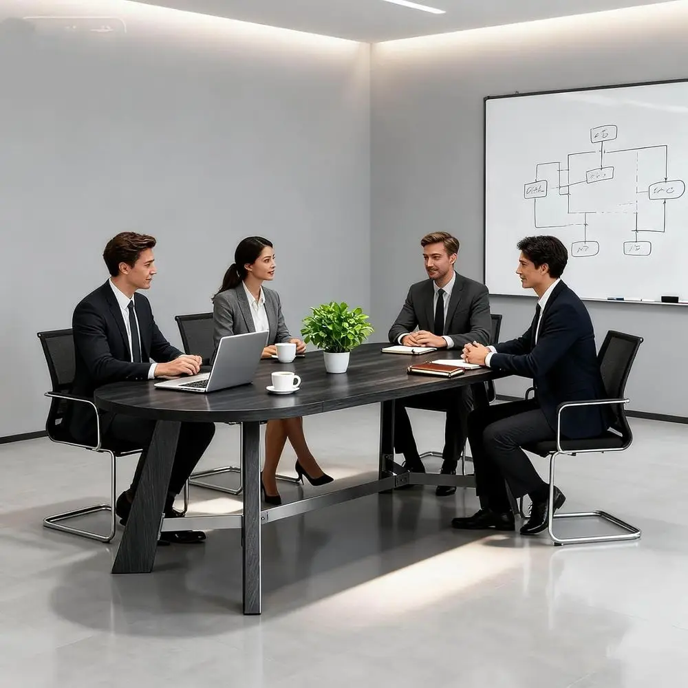 Rustic Black 6-Person Oval Conference Table, 70.86 W, Suitable for Meetings & Seminars
Rustic Black 6-Person Oval Conference Table, 70.86 W, Suitable for Meetings & Seminars