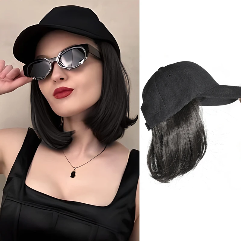 Synthetic Short Straight Wig Hat Heat Resistant Fiber Stylish Girls' Baseball Hat Wig with Natural Hair Peaked Cap for Women Use
Synthetic Short Straight Wig Hat Heat Resistant Fiber Stylish Girls' Baseball Hat Wig with Natural Hair Peaked Cap for Women Use