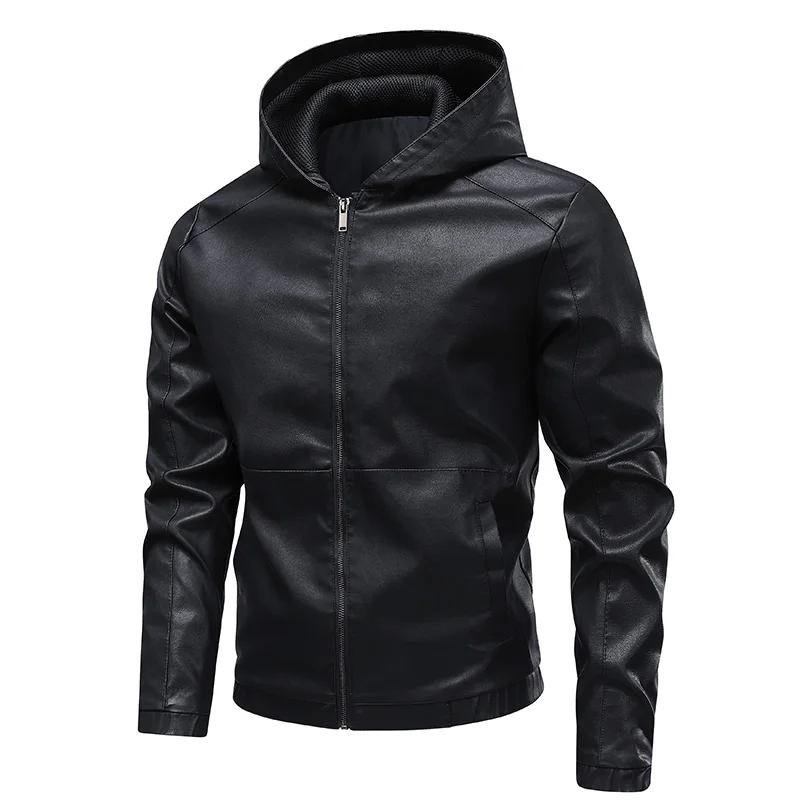 Men's Leather Jacket Handsome Slim Fit Hooded PU Leather Coat Autumn Winter Casual Male Motorcycle Leather Coat
Men's Leather Jacket Handsome Slim Fit Hooded PU Leather Coat Autumn Winter Casual Male Motorcycle Leather Coat