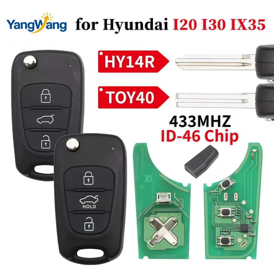 para Hyundai I20 I30 IX35 Avante 433Mhz ID46 Chip 3 botones Flip plegable mando a distancia del coche Fob TOY40HY14R llave de re
para Hyundai I20 I30 IX35 Avante 433Mhz ID46 Chip 3 botones Flip plegable mando a distancia del coche Fob TOY40HY14R llave de re
