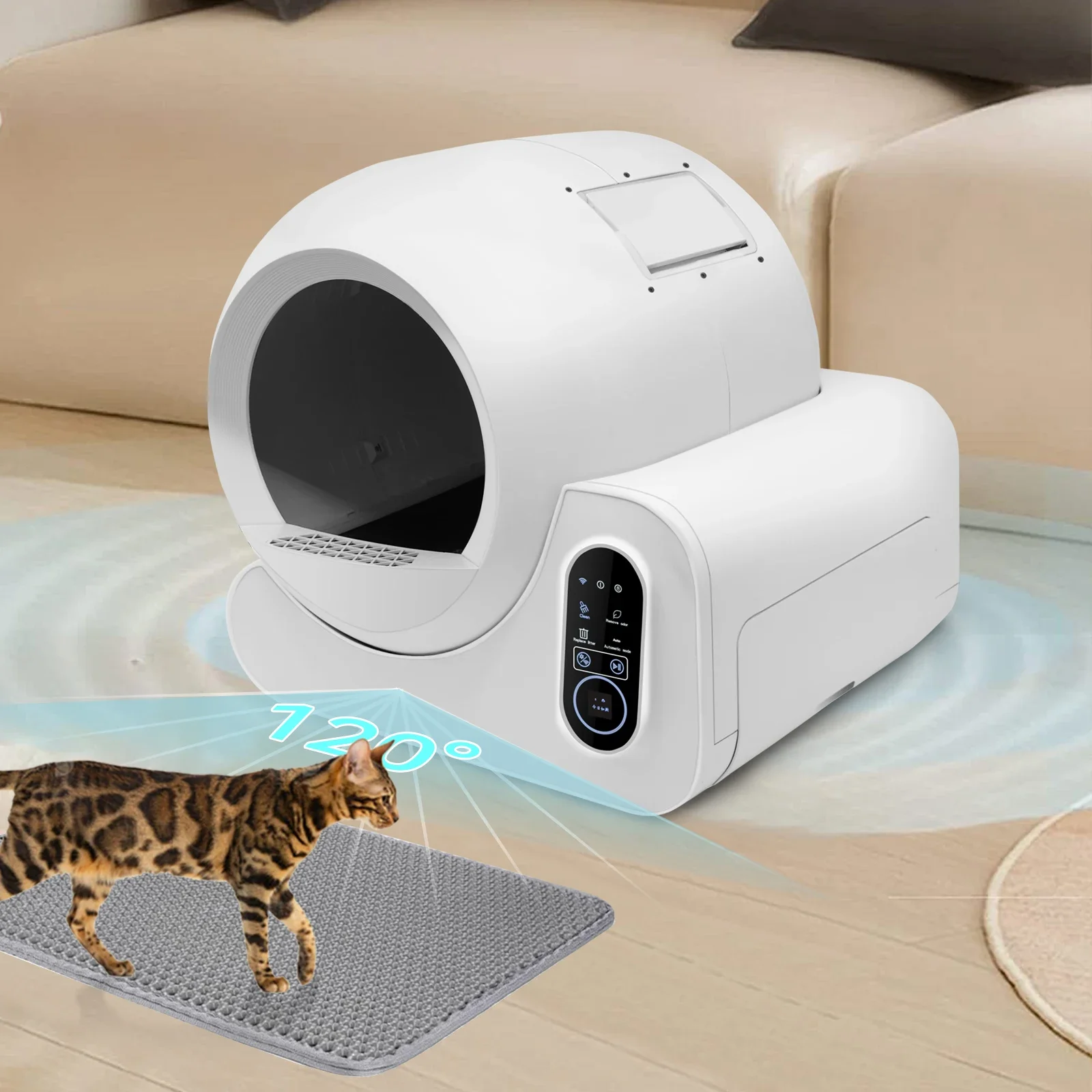 Gravity Senson 70L Capacity Automatic Smart Cat Litter Box Self Cleaning WIFI Connection Smart Litter Basin Smart Cat Toilet
Gravity Senson 70L Capacity Automatic Smart Cat Litter Box Self Cleaning WIFI Connection Smart Litter Basin Smart Cat Toilet