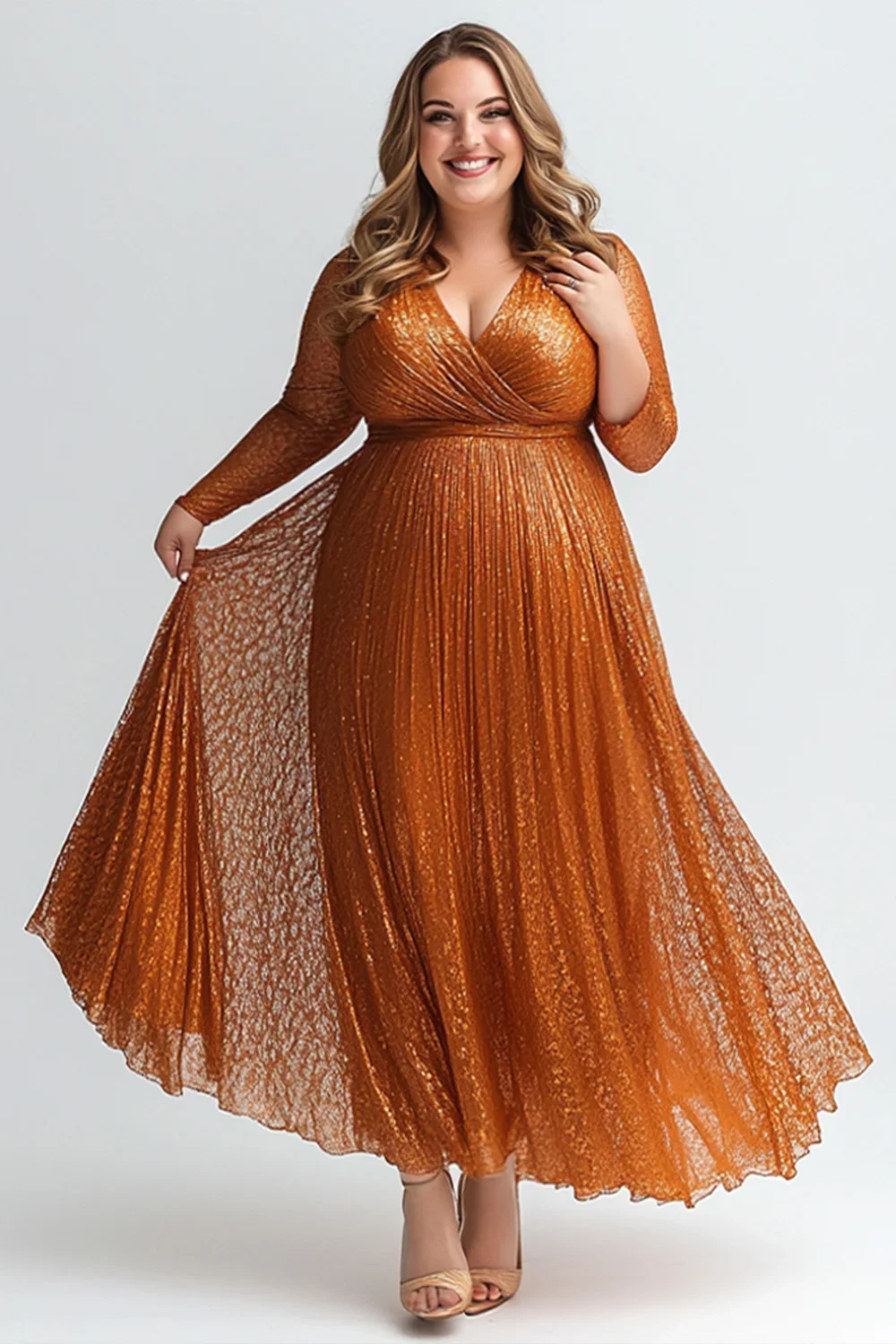Plus Size Elegant Long Sleeve V Neck Orange Glitter Wrap Party Cocktail Graduation Pleated Dress Women Evening Dress Vestidos
Plus Size Elegant Long Sleeve V Neck Orange Glitter Wrap Party Cocktail Graduation Pleated Dress Women Evening Dress Vestidos