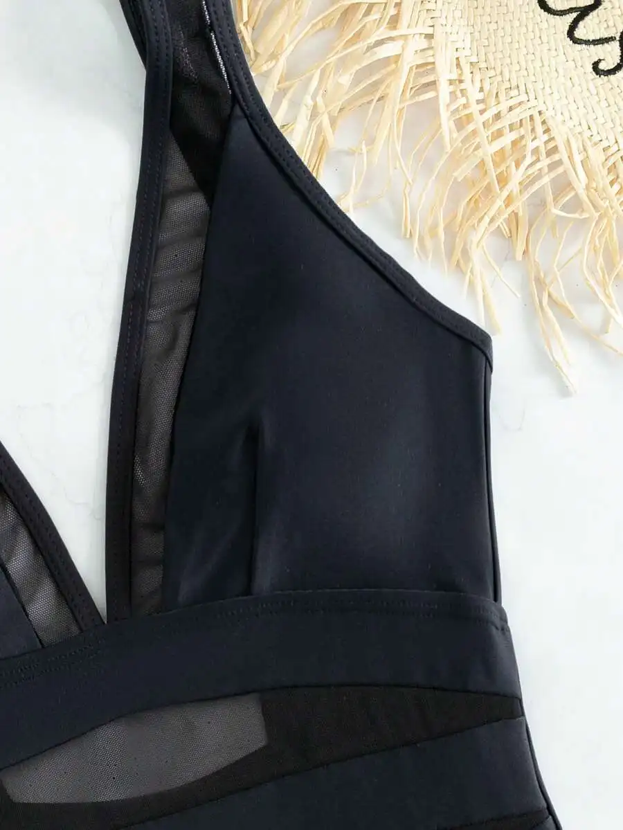Plain Contrast Mesh One Piece Swimsuit For Women Summer Beach Bathing Suit
Plain Contrast Mesh One Piece Swimsuit For Women Summer Beach Bathing Suit
