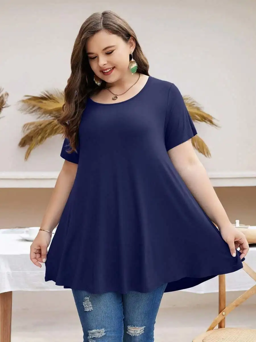 Plus Size Women Round Neck Short Sleeve Flowy Tunic Top Casual Summer Shirt
Plus Size Women Round Neck Short Sleeve Flowy Tunic Top Casual Summer Shirt