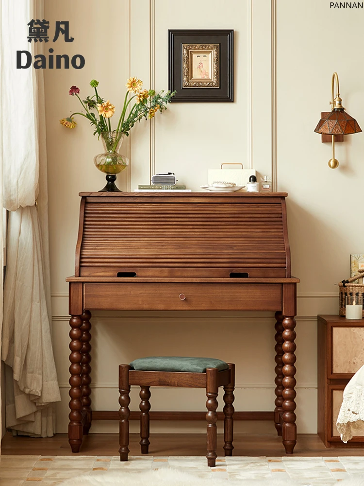 French retro dresser solid wood rolling shutter door makeup table desk small apartment high sense
French retro dresser solid wood rolling shutter door makeup table desk small apartment high sense