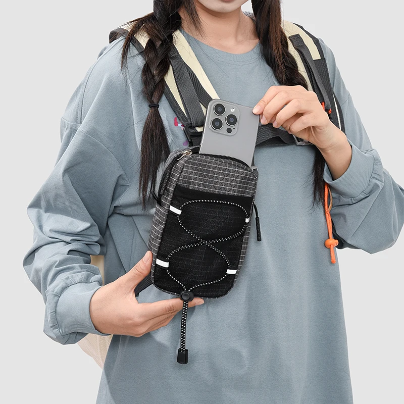 Outdoor Mini Crossbody Phone Pouch with Reflective Strip & Bungee Cord, Backpack Clip-On Bag
Outdoor Mini Crossbody Phone Pouch with Reflective Strip & Bungee Cord, Backpack Clip-On Bag