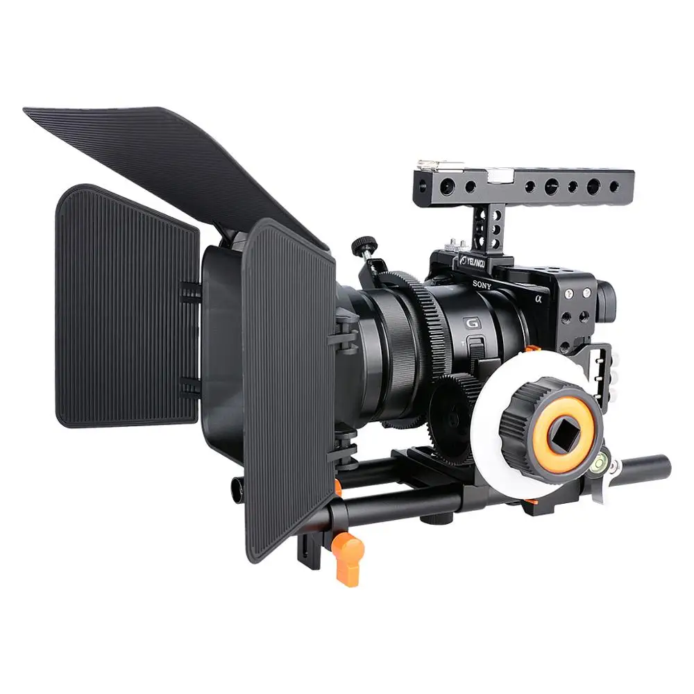 YELANGU Matte Box Follow Focus Профессиональное оборудование для камеры Комплект клеток для камеры DSLR для A6000, A6300, A6500
YELANGU Matte Box Follow Focus Профессиональное оборудование для камеры Комплект клеток для камеры DSLR для A6000, A6300, A6500