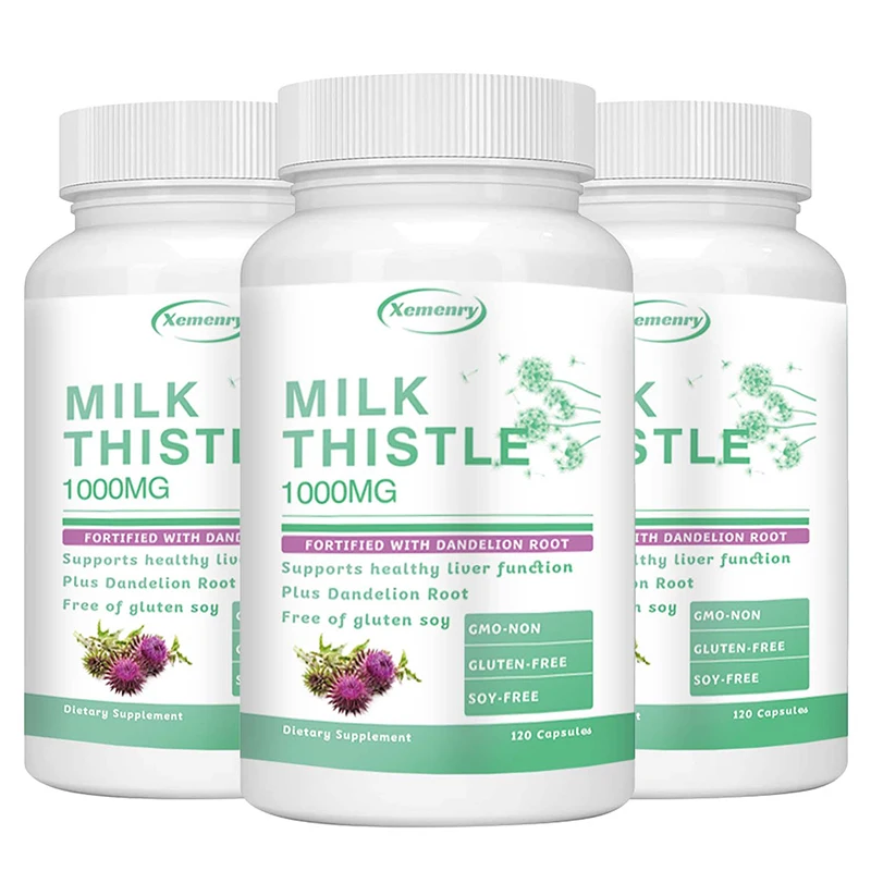 Milk Thistle Capsules 1000mg - with Dandelion Root - Liver Detox and Cleanse, Promotes Skin and Digestive Health Supplement
Milk Thistle Capsules 1000mg - with Dandelion Root - Liver Detox and Cleanse, Promotes Skin and Digestive Health Supplement