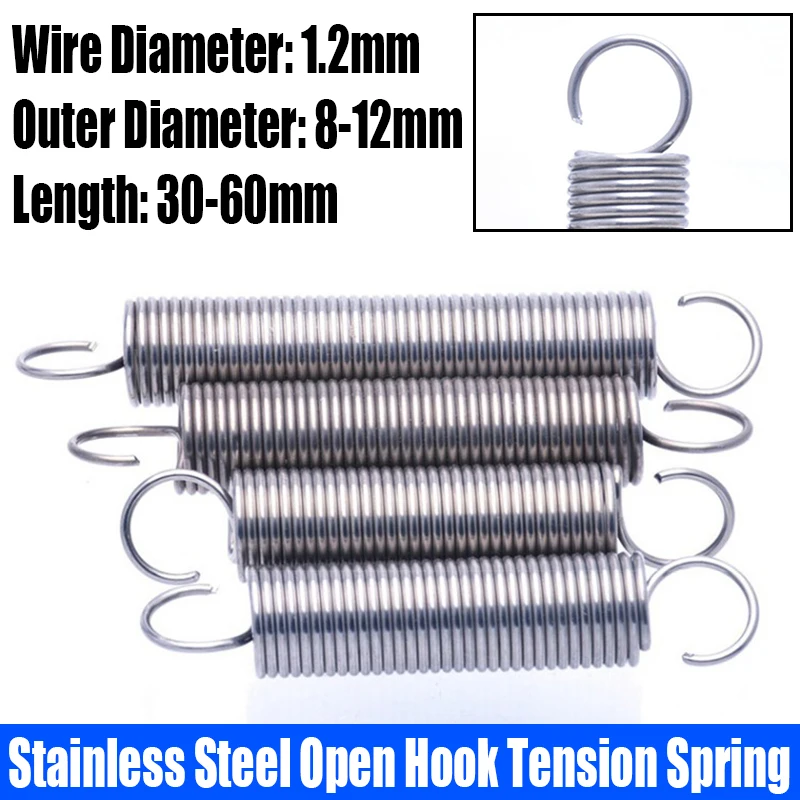 2PCS 1.2mm Wire Dia 304 Stainless Steel Open Hook Tension Spring S Hook Extension Spring Coil Pullback Spring L=30-60mm
2PCS 1.2mm Wire Dia 304 Stainless Steel Open Hook Tension Spring S Hook Extension Spring Coil Pullback Spring L=30-60mm