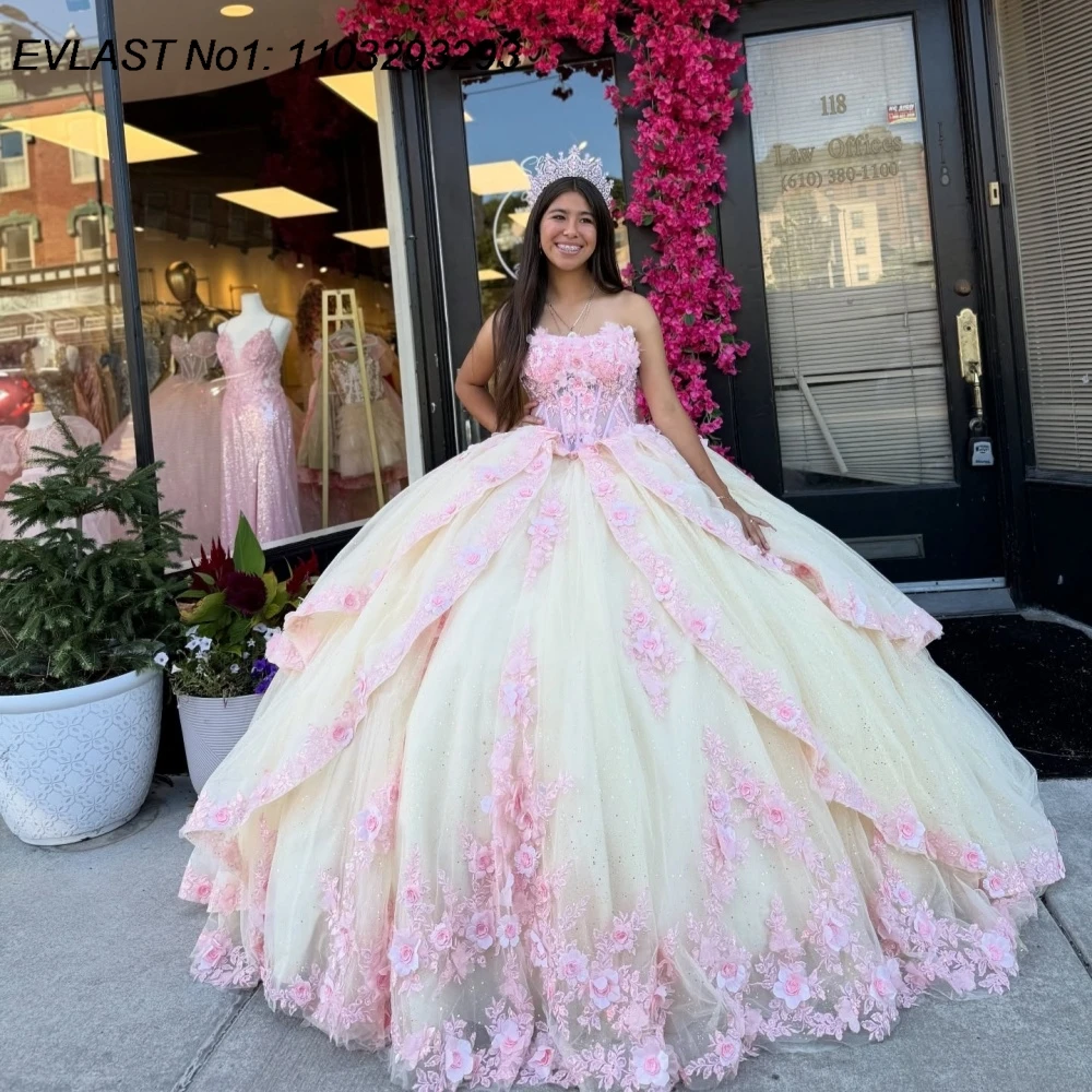 EVLAST блестящее розовое платье Quinceanera по индивидуальному заказу, бальное платье с 3D цветочной кружевной аппликацией и бисером, Sweet 16, Vestidos De 15 Anos E1QN784
EVLAST блестящее розовое платье Quinceanera по индивидуальному заказу, бальное платье с 3D цветочной кружевной аппликацией и бисером, Sweet 16, Vestidos De 15 Anos E1QN784