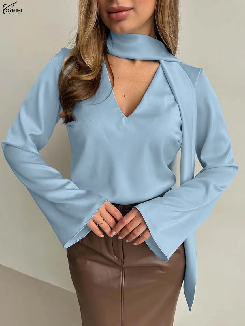 Oymimi Fashion Blue V-Neck Women's Blouse Elegant V-Neck Long Sleeve Solid Blouses Casual New Slim Simple Blouses Streetwear
Oymimi Fashion Blue V-Neck Women's Blouse Elegant V-Neck Long Sleeve Solid Blouses Casual New Slim Simple Blouses Streetwear