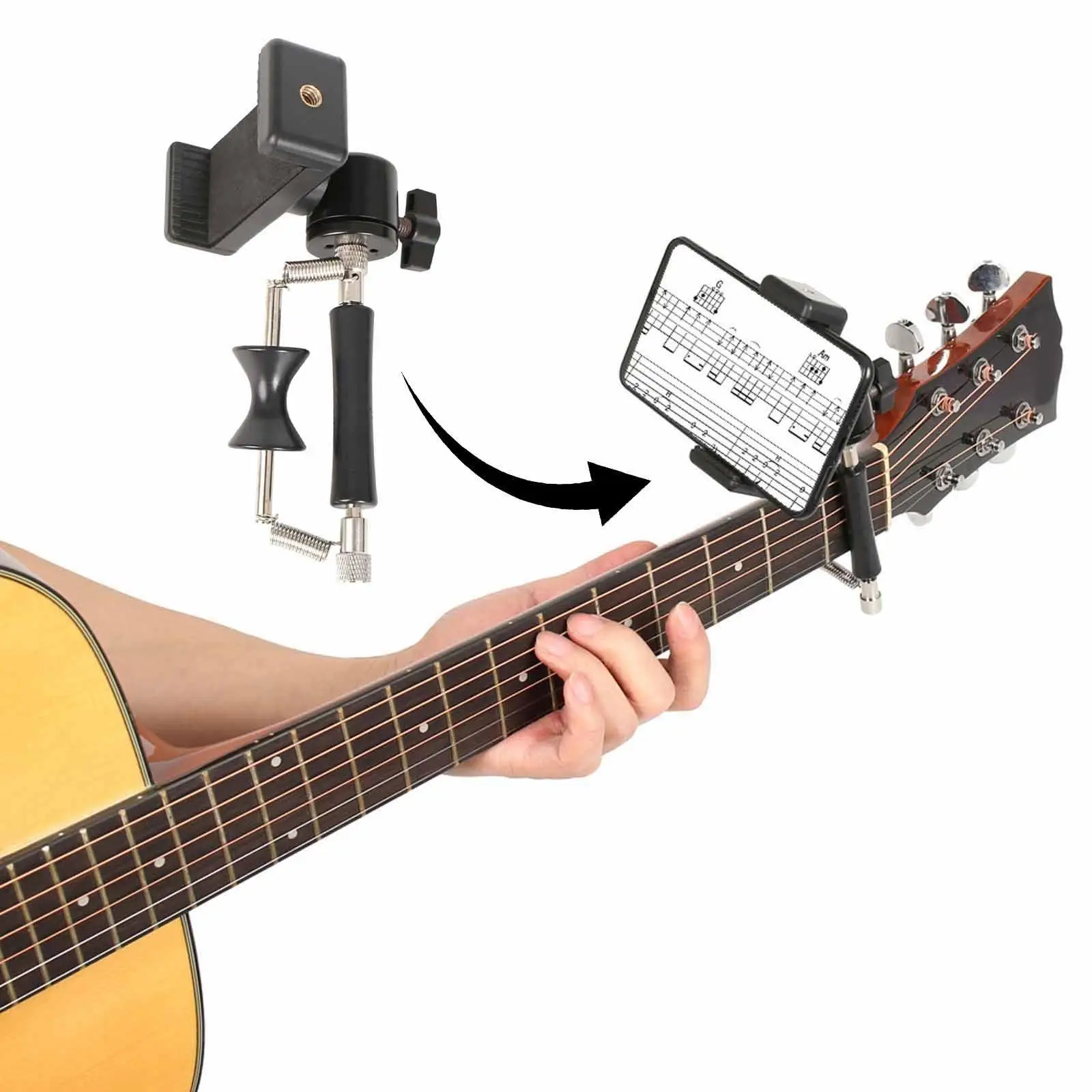 Скользящий каподастр для гитары с держателем для телефона, роликовый зажим-каподастр, регулируемый инструмент для настройки акустических, электрических гитар и бас-гитар
Скользящий каподастр для гитары с держателем для телефона, роликовый зажим-каподастр, регулируемый инструмент для настройки акустических, электрических гитар и бас-гитар