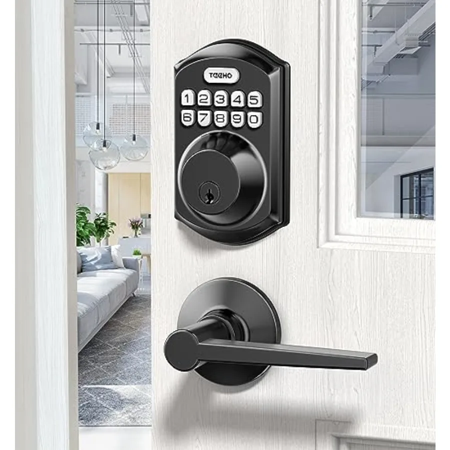 TE001L Keyless Entry Door Lock with 2 Handles - Electronic Keypad Deadbolt with Door Lever Front Door Handle Sets Auto Lo
TE001L Keyless Entry Door Lock with 2 Handles - Electronic Keypad Deadbolt with Door Lever Front Door Handle Sets Auto Lo