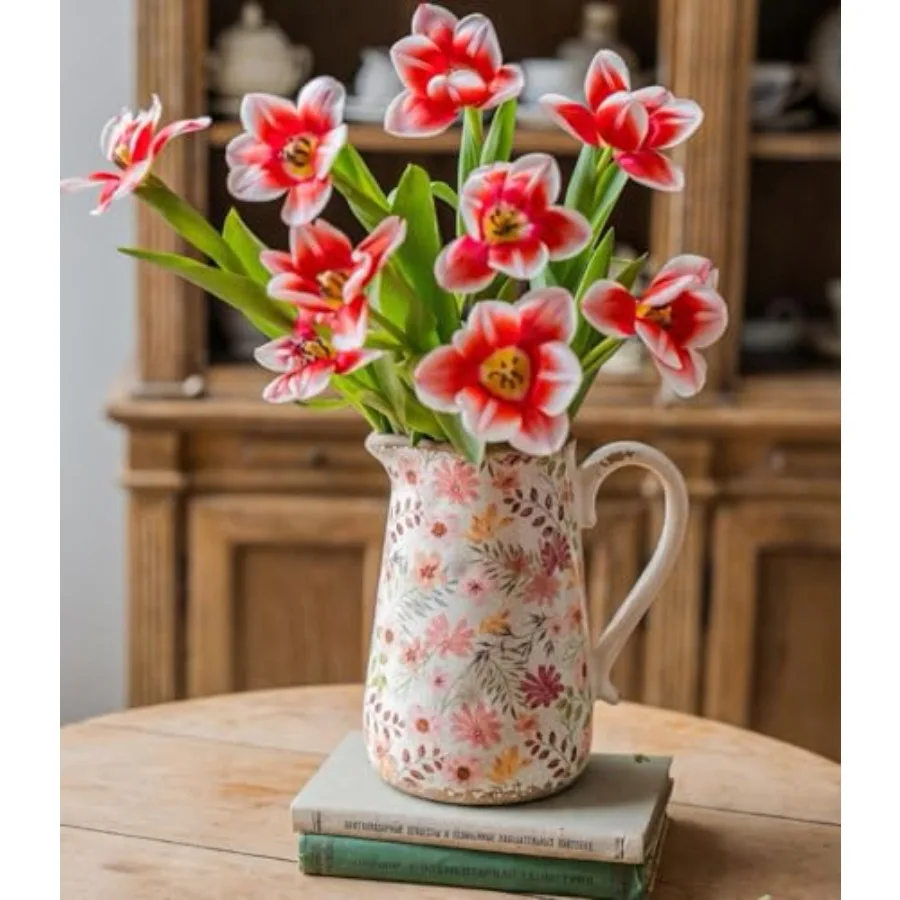 Retro Rustic Ceramic Vase with Handle Distressed Farmhouse for Home Ideal Shelf Decor Floral Vase for Living Room Bedroom Offic
Retro Rustic Ceramic Vase with Handle Distressed Farmhouse for Home Ideal Shelf Decor Floral Vase for Living Room Bedroom Offic