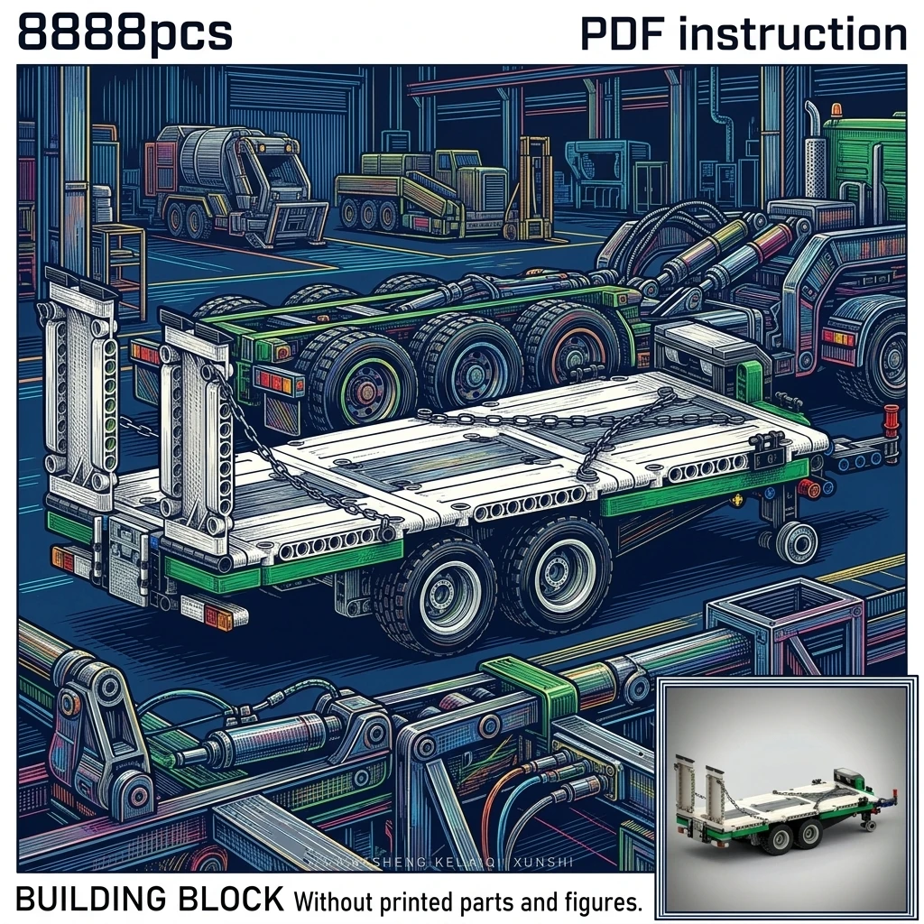 Building Blocks MOC Heavy Duty Flatbed Trailer For 8109 For 42078 Truck Multi-Functional Logging Wagon Adult Brick Set
Building Blocks MOC Heavy Duty Flatbed Trailer For 8109 For 42078 Truck Multi-Functional Logging Wagon Adult Brick Set