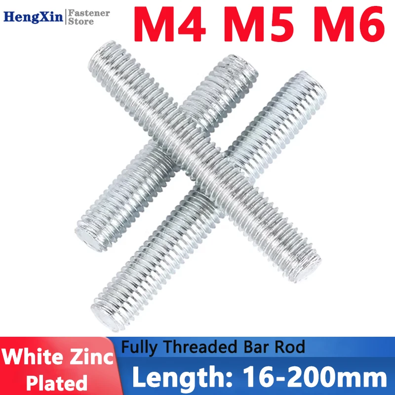 10-200Pcs M4 M5 M6 Zinc Plated Full Threaded Rod Fully Metric Thread Rods Bar Screw Galvanized Bolt Stud Tooth Stick L=16-200mm
10-200Pcs M4 M5 M6 Zinc Plated Full Threaded Rod Fully Metric Thread Rods Bar Screw Galvanized Bolt Stud Tooth Stick L=16-200mm