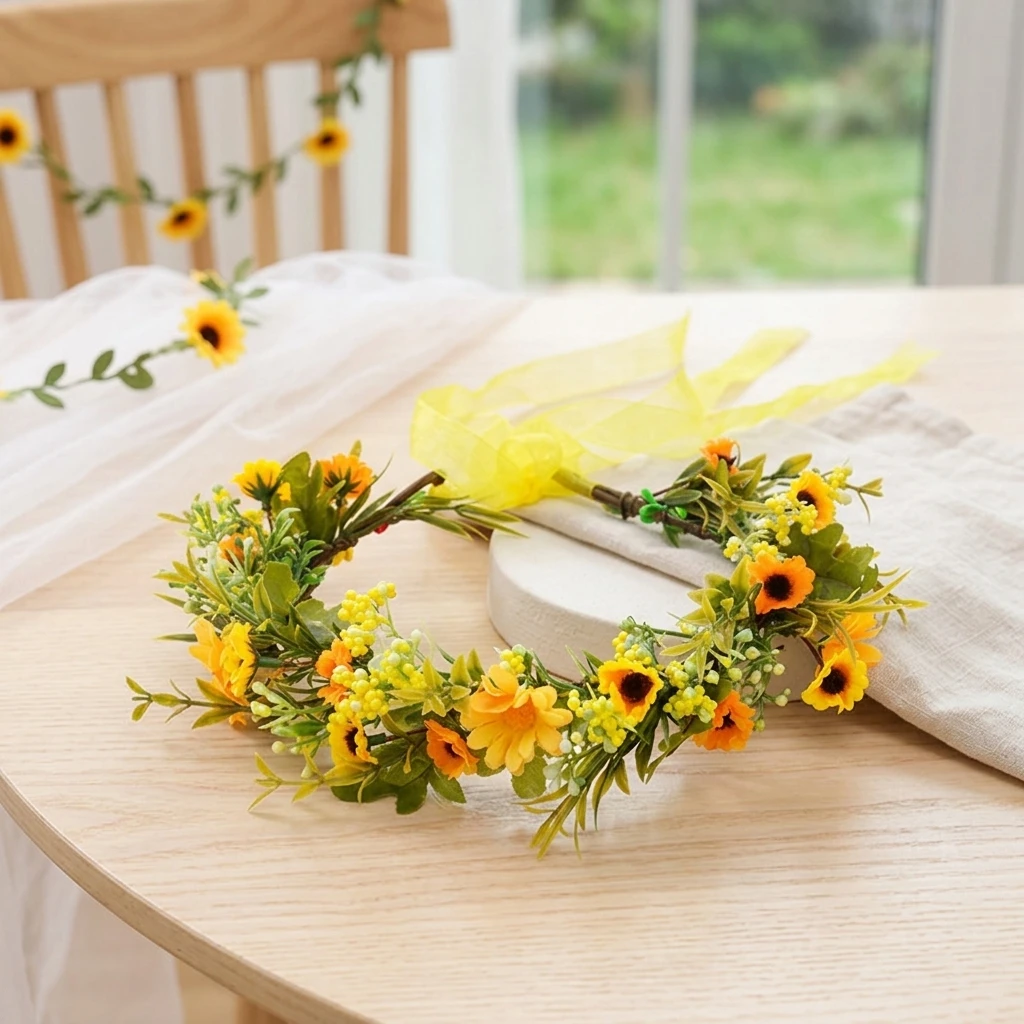 Children Fabric Sunflower Hair Accessory Artificial Baby's Flower Crown Bridal Headband For Wedding Photography Nature Style
Children Fabric Sunflower Hair Accessory Artificial Baby's Flower Crown Bridal Headband For Wedding Photography Nature Style