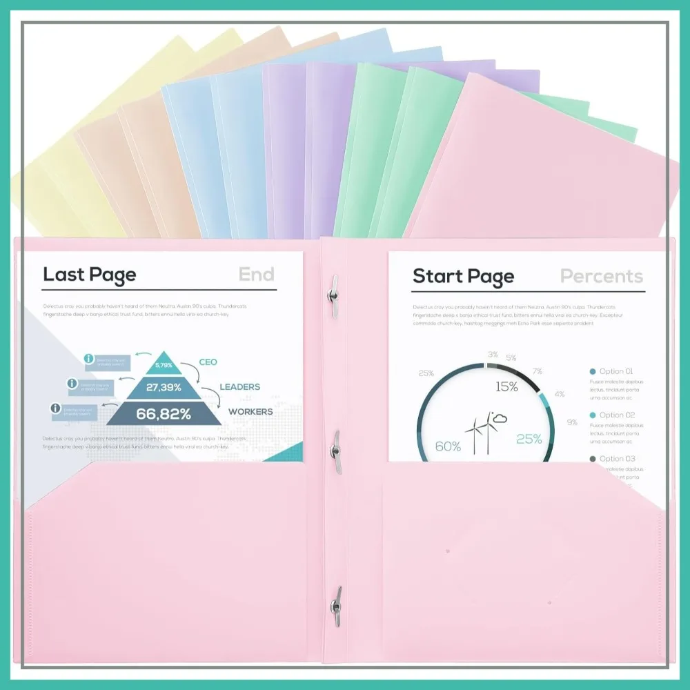 Plastic Project Folder with 2 Pockets & 3-Prong Fasteners, US Letter Size, Bulk Pack for School & Office
Plastic Project Folder with 2 Pockets & 3-Prong Fasteners, US Letter Size, Bulk Pack for School & Office