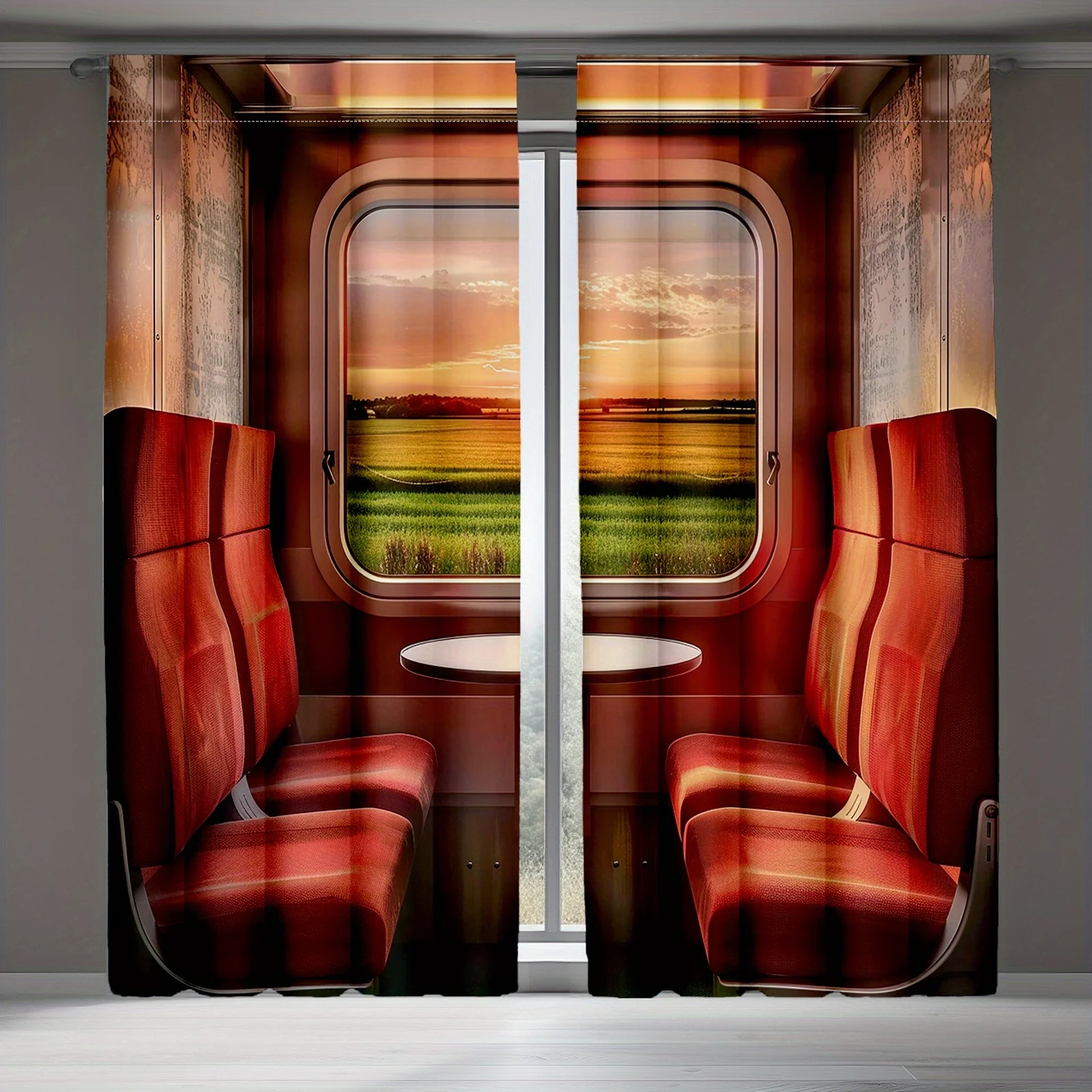 2D FLAT 2pcs Curtains Train Interior Window View Sunset Landscape Perfect for Balcony, Bedroom, Study, Living Room, Suitable for
2D FLAT 2pcs Curtains Train Interior Window View Sunset Landscape Perfect for Balcony, Bedroom, Study, Living Room, Suitable for