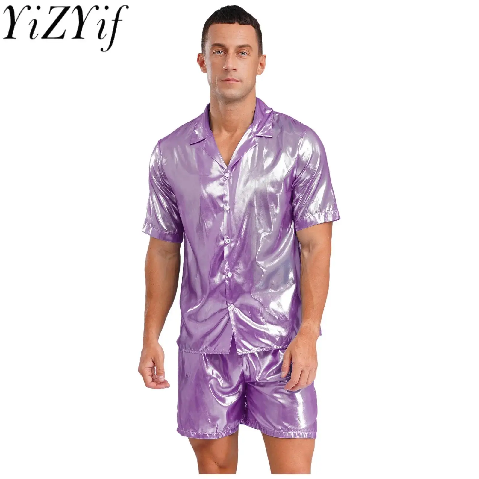 Two Pieces Men's Shiny Pajamas Suit See-through Water-ripple Shine Shirt Top And Loose Boxer Shorts for Vacation Travel Daily
Two Pieces Men's Shiny Pajamas Suit See-through Water-ripple Shine Shirt Top And Loose Boxer Shorts for Vacation Travel Daily