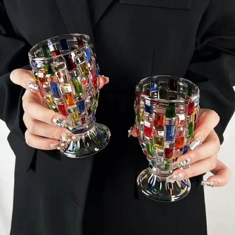 European Hand-painted Colored Glass Candy Jar Woven Pattern Contrasting Color Painted Whiskey Glass
European Hand-painted Colored Glass Candy Jar Woven Pattern Contrasting Color Painted Whiskey Glass