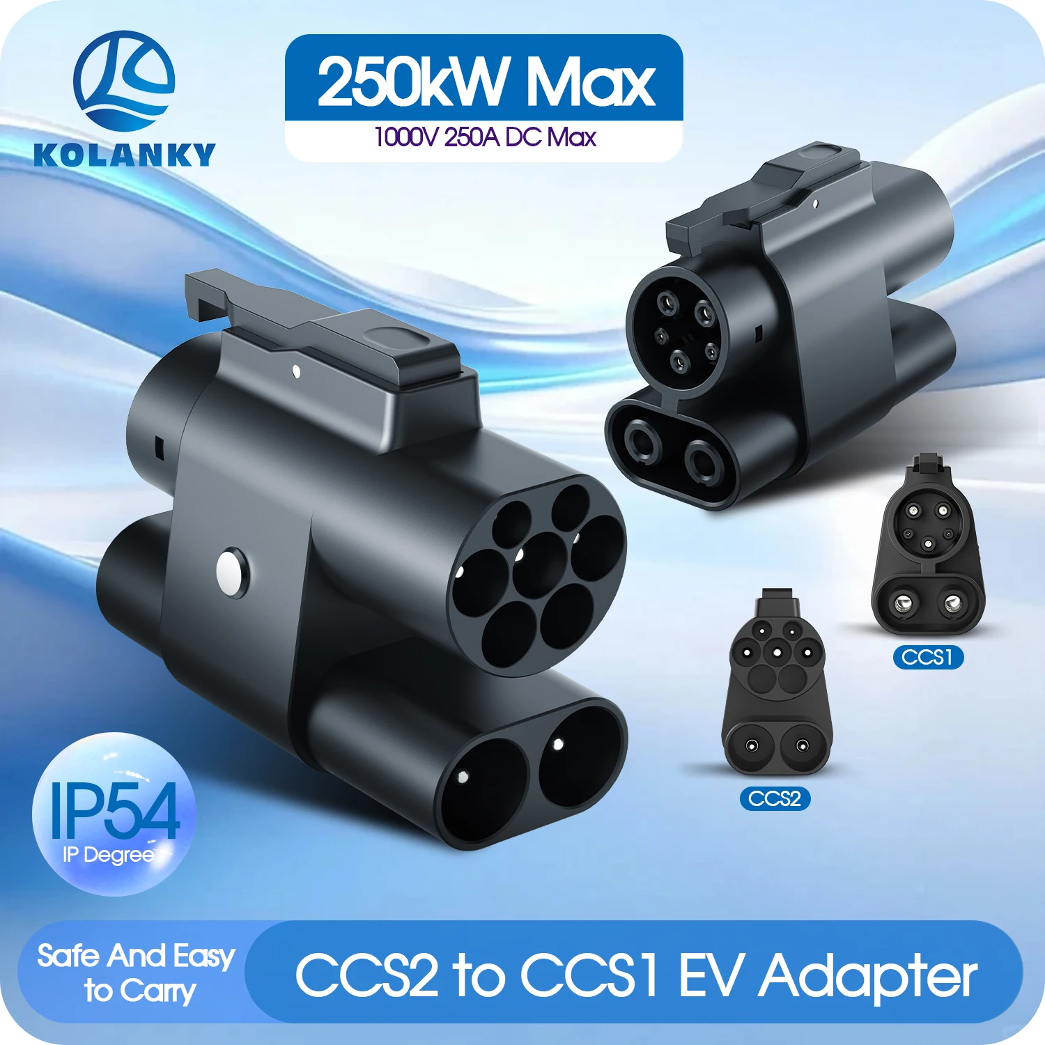 Kolanky CCS2 to CCS1 AC/DC Charging Adapter DC 250KW Max for CCS1 Electric Vehicle Charging On CCS2 EV Public Charger Station
Kolanky CCS2 to CCS1 AC/DC Charging Adapter DC 250KW Max for CCS1 Electric Vehicle Charging On CCS2 EV Public Charger Station