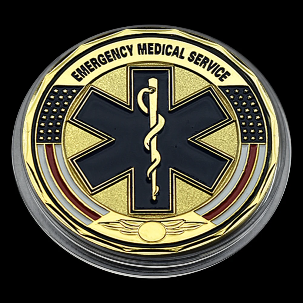 " EMERGENCY MEDICAL SERVICE " Gold Plated Coin Honoring Lifesavers Medals Fans Collect Gift - Rare
" EMERGENCY MEDICAL SERVICE " Gold Plated Coin Honoring Lifesavers Medals Fans Collect Gift - Rare