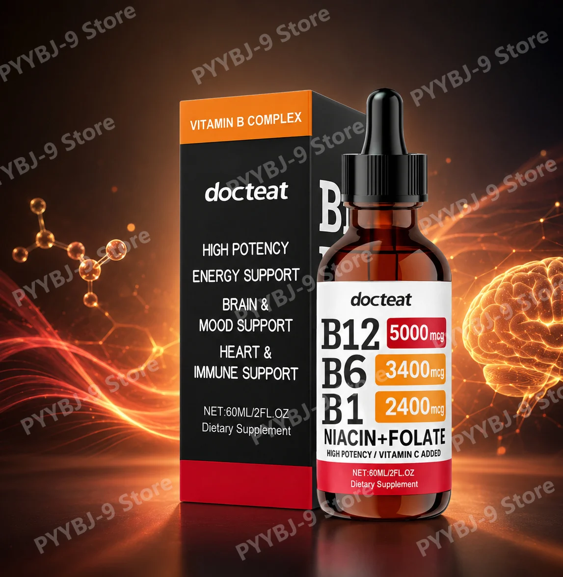 Vitamin B12 B6 B1 Liquid Drops 60ml with Niacin Folate Complex Supplement Supports Nutritional Needs Immune Wellness
Vitamin B12 B6 B1 Liquid Drops 60ml with Niacin Folate Complex Supplement Supports Nutritional Needs Immune Wellness