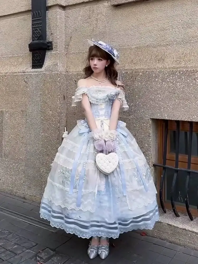 Light Blue Off Shoulder Lolita Dress Elegant Classic Ball Gown With Lace And Bows For Tea Party Wedding Cosplay
Light Blue Off Shoulder Lolita Dress Elegant Classic Ball Gown With Lace And Bows For Tea Party Wedding Cosplay
