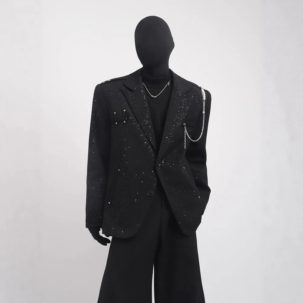 New Niche Design Pearl Chain Black Blazer Men's Spring and Autumn Trend Loose and Versatile Casual Suit
New Niche Design Pearl Chain Black Blazer Men's Spring and Autumn Trend Loose and Versatile Casual Suit