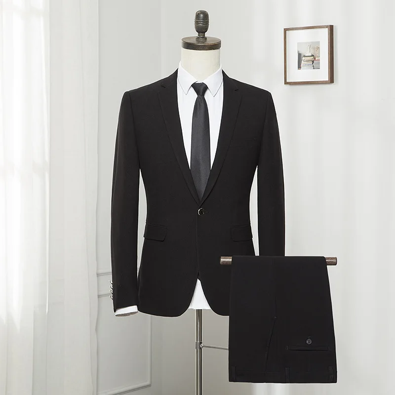 Lansboter Black Men's Suit 2 Pieces Business Korean Version Slim Fitting Formal Dress Professional Wedding Suit Coat With Pants
Lansboter Black Men's Suit 2 Pieces Business Korean Version Slim Fitting Formal Dress Professional Wedding Suit Coat With Pants