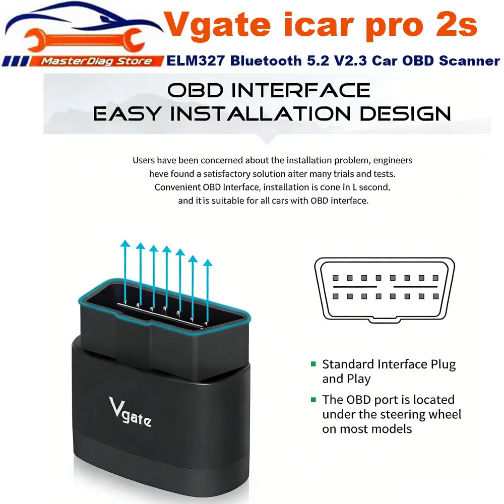 Диагностический сканер Vgate iCar Pro 2S ELM327 Bluetooth 5.3 для Android/iOS/ПК, OBD2, обновленная версия elm 327 V2.3
Диагностический сканер Vgate iCar Pro 2S ELM327 Bluetooth 5.3 для Android/iOS/ПК, OBD2, обновленная версия elm 327 V2.3