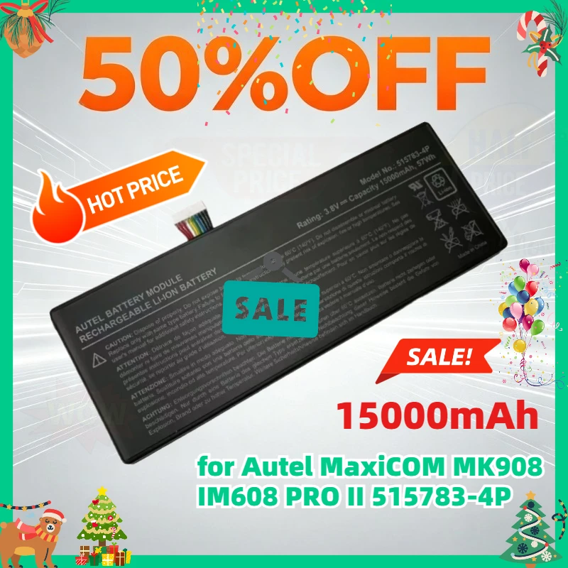 15000mAh 515783-4P Laptop Battery for AUTEL MaxiCOM MK908 MK908P IM608 PRO II MaxiSys Pro Elite 3.8V 57Wh Replacement Batteries
15000mAh 515783-4P Laptop Battery for AUTEL MaxiCOM MK908 MK908P IM608 PRO II MaxiSys Pro Elite 3.8V 57Wh Replacement Batteries