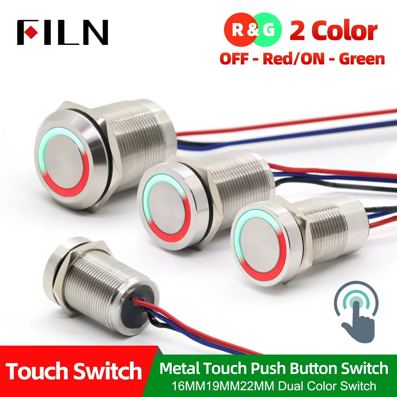 FILN 19mm 22mmTouch Push Button Metal Switch Capacitive Sensitive R&G (OFF-Red/ON-Green) Reliable Touch Sensitive Capacitive
FILN 19mm 22mmTouch Push Button Metal Switch Capacitive Sensitive R&G (OFF-Red/ON-Green) Reliable Touch Sensitive Capacitive