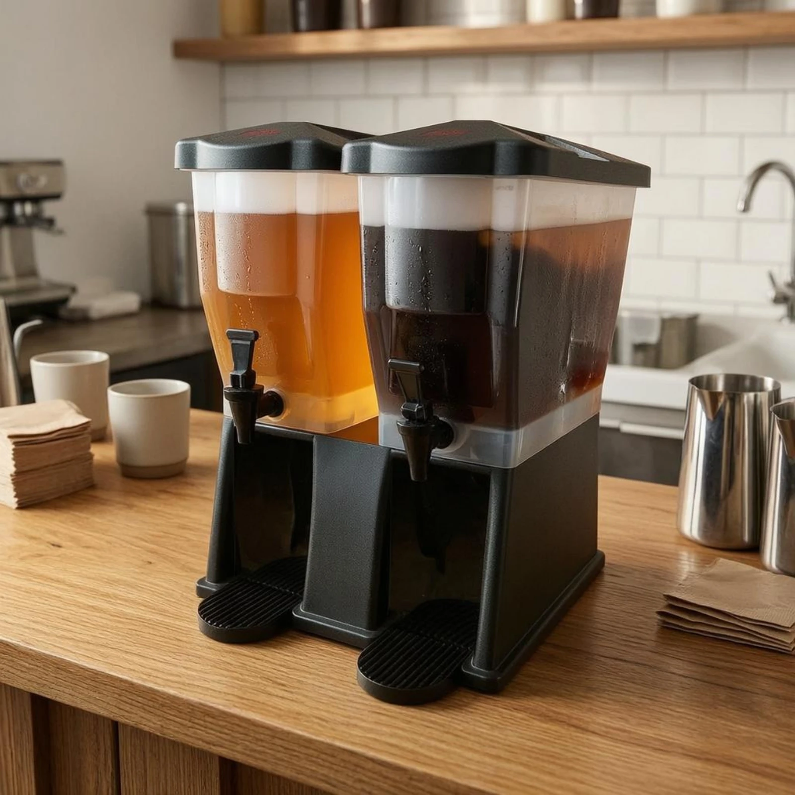 Tap Beverage Dispenser Removable Container Upright Beverage Dispenser Drinkware Angled Base Rectangular