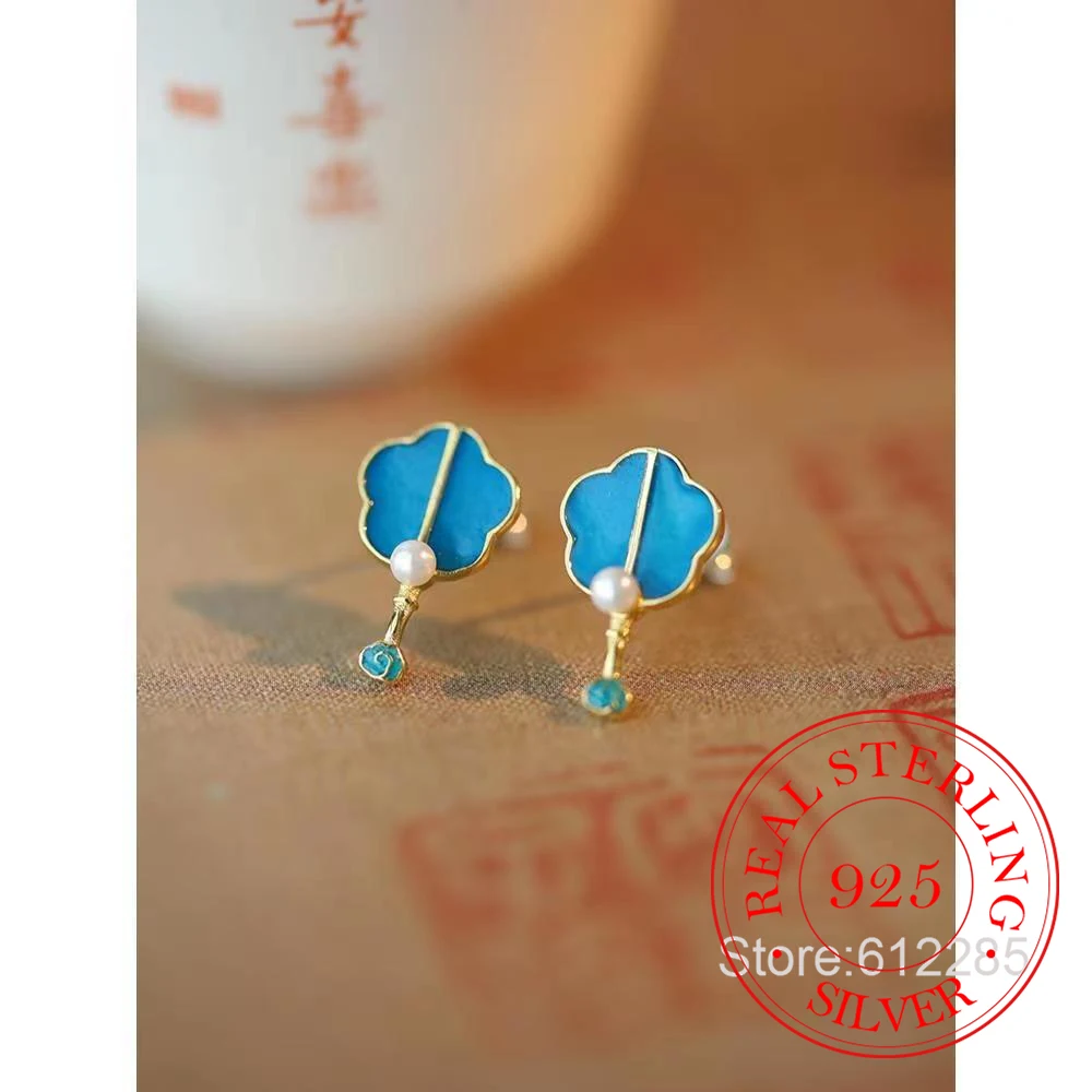 925 Sterling Silver Jewelry 18K Gold Plated Enamel Pearl Fan Stud Earrings for Women Wedding Party Jewelry For Girls Friend Gift
925 Sterling Silver Jewelry 18K Gold Plated Enamel Pearl Fan Stud Earrings for Women Wedding Party Jewelry For Girls Friend Gift
