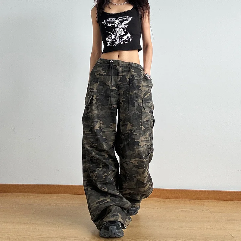 high street army green camouflage tooling jeans women's 2025 straight loose retro hip hop style high waist wide leg pants
high street army green camouflage tooling jeans women's 2025 straight loose retro hip hop style high waist wide leg pants