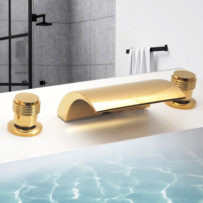Gold/Black Dual Handle Bathtub Faucet Shower Mixer Wash Basin Faucet Tap Waterfall Inlet Cold & Hot Water Control Valve Brass
Gold/Black Dual Handle Bathtub Faucet Shower Mixer Wash Basin Faucet Tap Waterfall Inlet Cold & Hot Water Control Valve Brass
