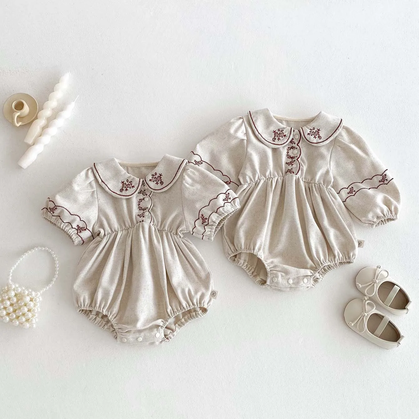 Baby Girl's Summer Korean Version Cute Doll Collar Embroidered Bag Fart Clothes Baby Ins Stylish Lapel Short Sleeved Jumpsuit
Baby Girl's Summer Korean Version Cute Doll Collar Embroidered Bag Fart Clothes Baby Ins Stylish Lapel Short Sleeved Jumpsuit
