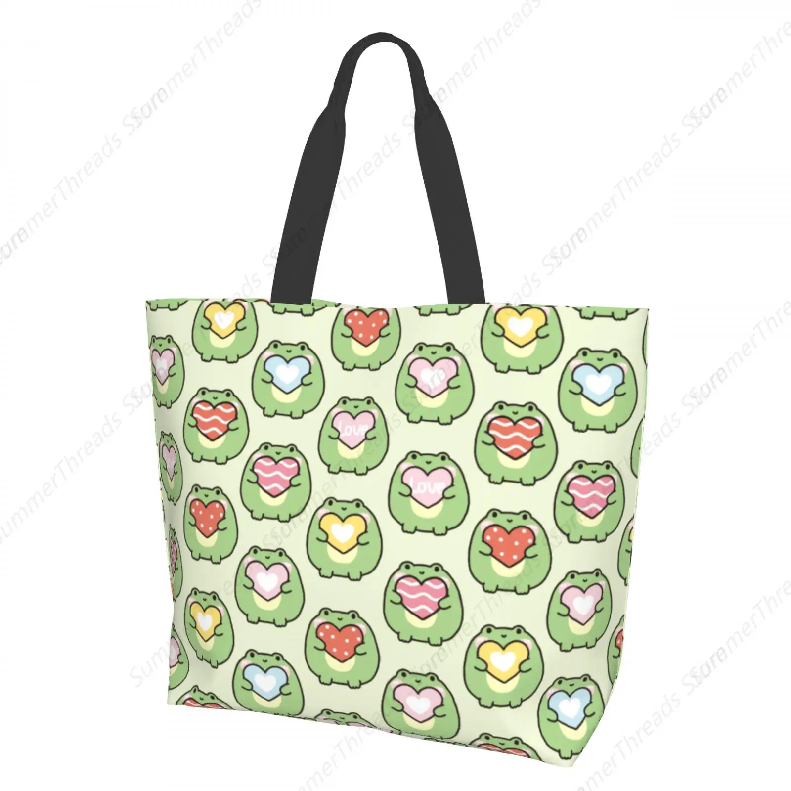 Cute Frog with Hearts Tote Bag for Women Large Print Bags Portable Beach Bag Reusable Grocery Bags Waterproof
Cute Frog with Hearts Tote Bag for Women Large Print Bags Portable Beach Bag Reusable Grocery Bags Waterproof