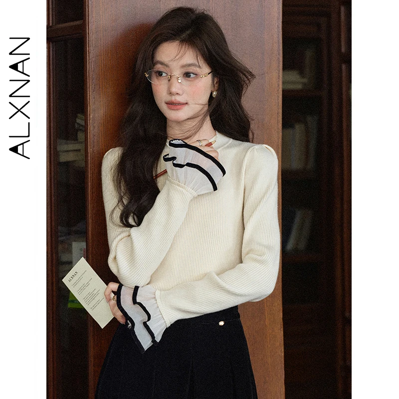 ALXNAN Long Sleeve Sweater Women's Autumn Splicing Trumpet Sleeve Sweaters 2025 Fall Casual Slim-fit Long Sleeve Tops L57917
ALXNAN Long Sleeve Sweater Women's Autumn Splicing Trumpet Sleeve Sweaters 2025 Fall Casual Slim-fit Long Sleeve Tops L57917