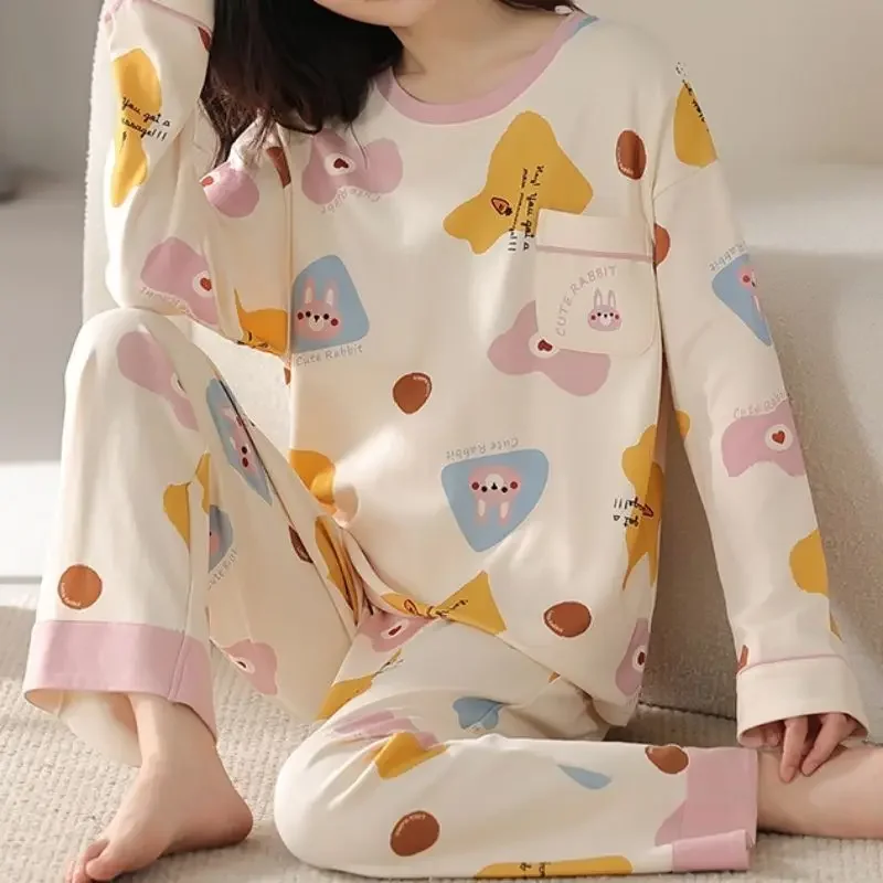 Cotton Sleepwear Women High-end Clothing Pajama Sets Long Sleeve Autumn Loungewear Print Big Size Nightwear Korean Homewear
Cotton Sleepwear Women High-end Clothing Pajama Sets Long Sleeve Autumn Loungewear Print Big Size Nightwear Korean Homewear