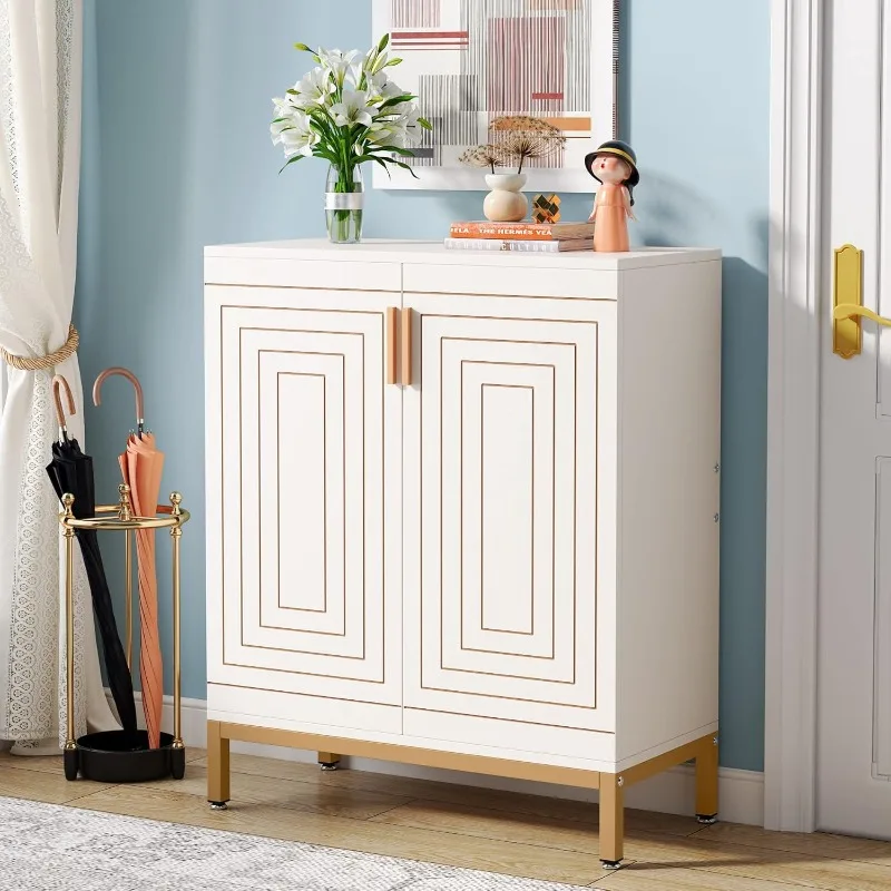 Shoe cabinet with door, 20 double entrance shoe cabinet with shelf, 5 level modern freestanding shoe cabinet, (white/gold)
Shoe cabinet with door, 20 double entrance shoe cabinet with shelf, 5 level modern freestanding shoe cabinet, (white/gold)