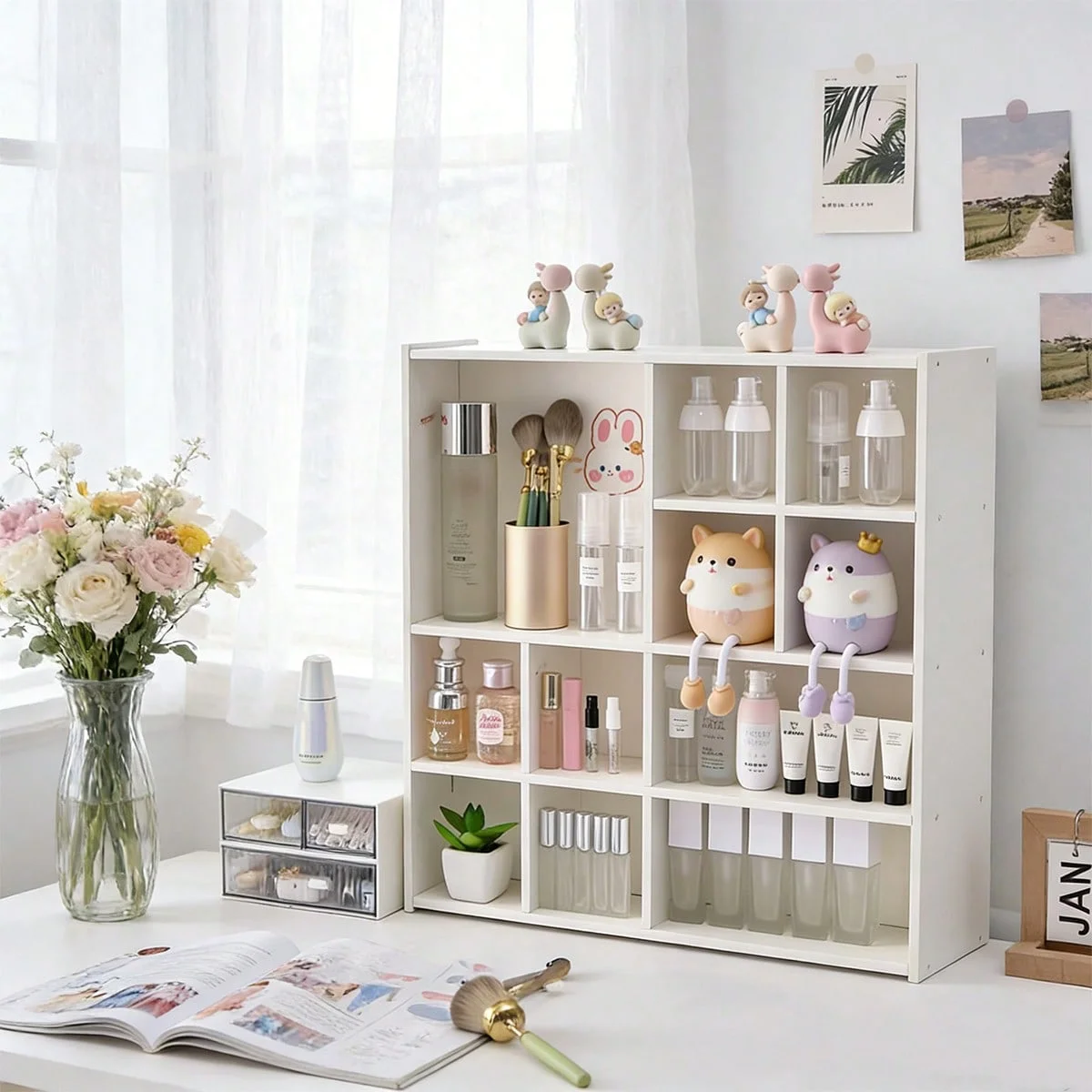 White Multi-Compartment Desk Organizer, Storage Shelf for Cosmetics & Stationery
White Multi-Compartment Desk Organizer, Storage Shelf for Cosmetics & Stationery