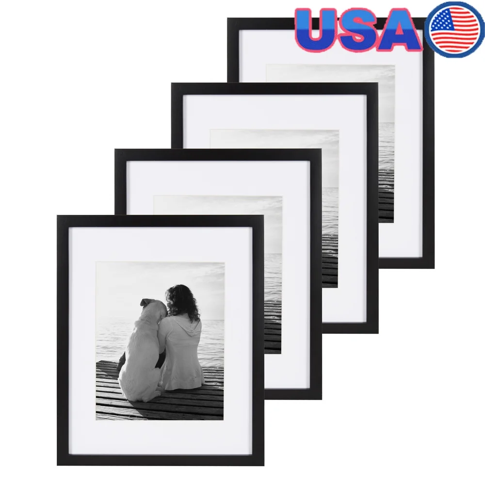 Customizable Gallery Wood Photo Frame Set Wall Display Holds 8x10 or 11x14 Photos Pack of 4 with White Mat Hanging Hardware
Customizable Gallery Wood Photo Frame Set Wall Display Holds 8x10 or 11x14 Photos Pack of 4 with White Mat Hanging Hardware