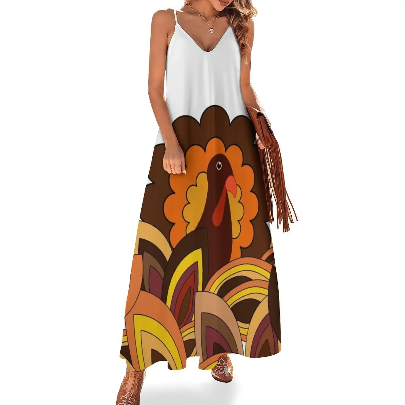 Retro Thanksgiving Turkey on White Sleeveless Dress summer dresses womens 2025 Women long dress Woman fashion Dress
Retro Thanksgiving Turkey on White Sleeveless Dress summer dresses womens 2025 Women long dress Woman fashion Dress